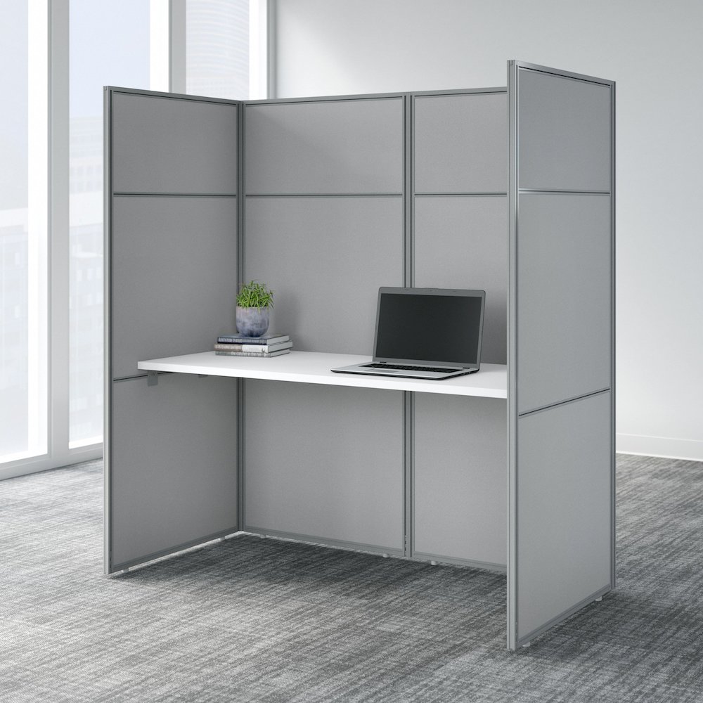 Easy Office 60W Cubicle Desk Workstation with 66H Closed Panels. Picture 2