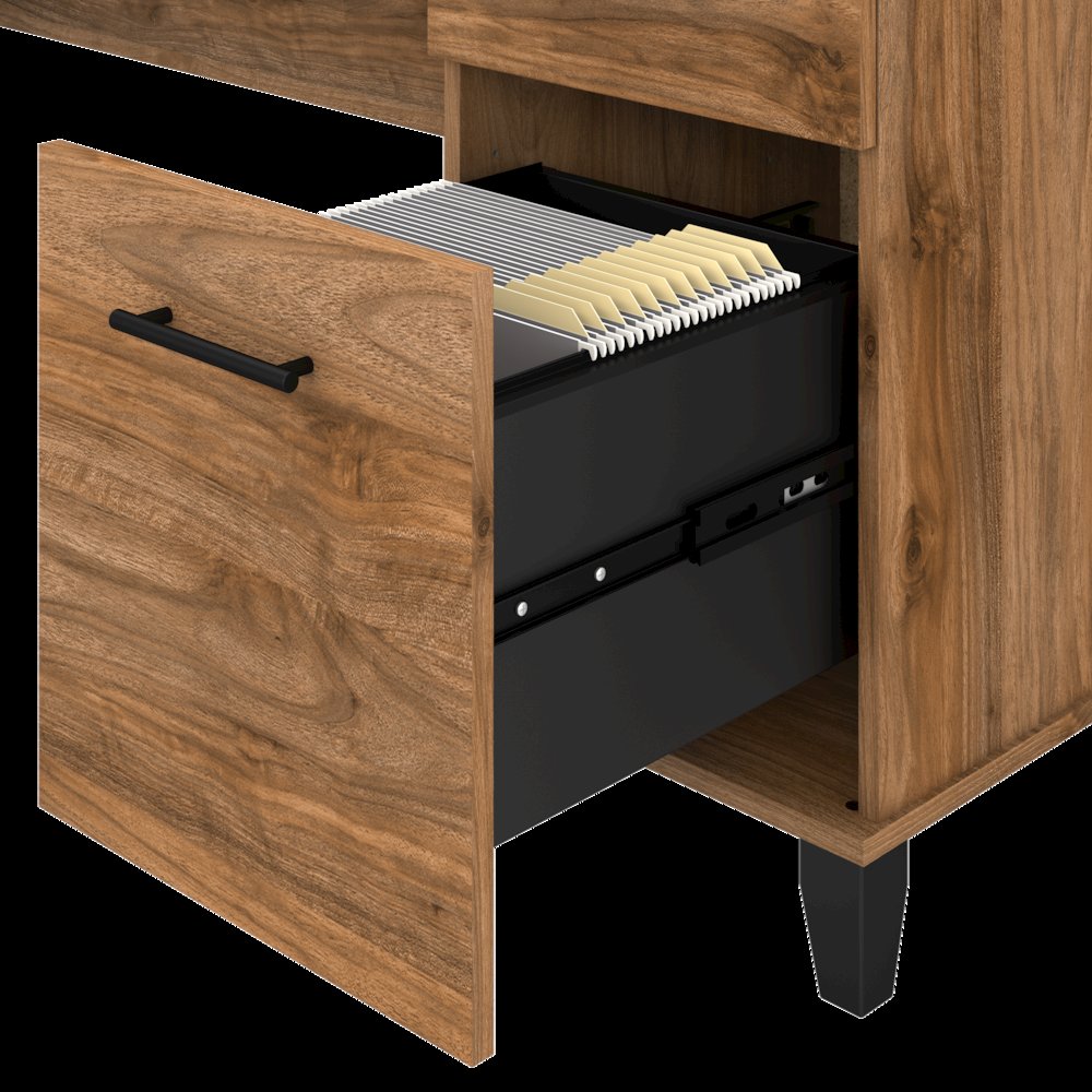 Somerset 60W L Shaped Desk with Hutch and 5 Shelf Bookcase. Picture 5