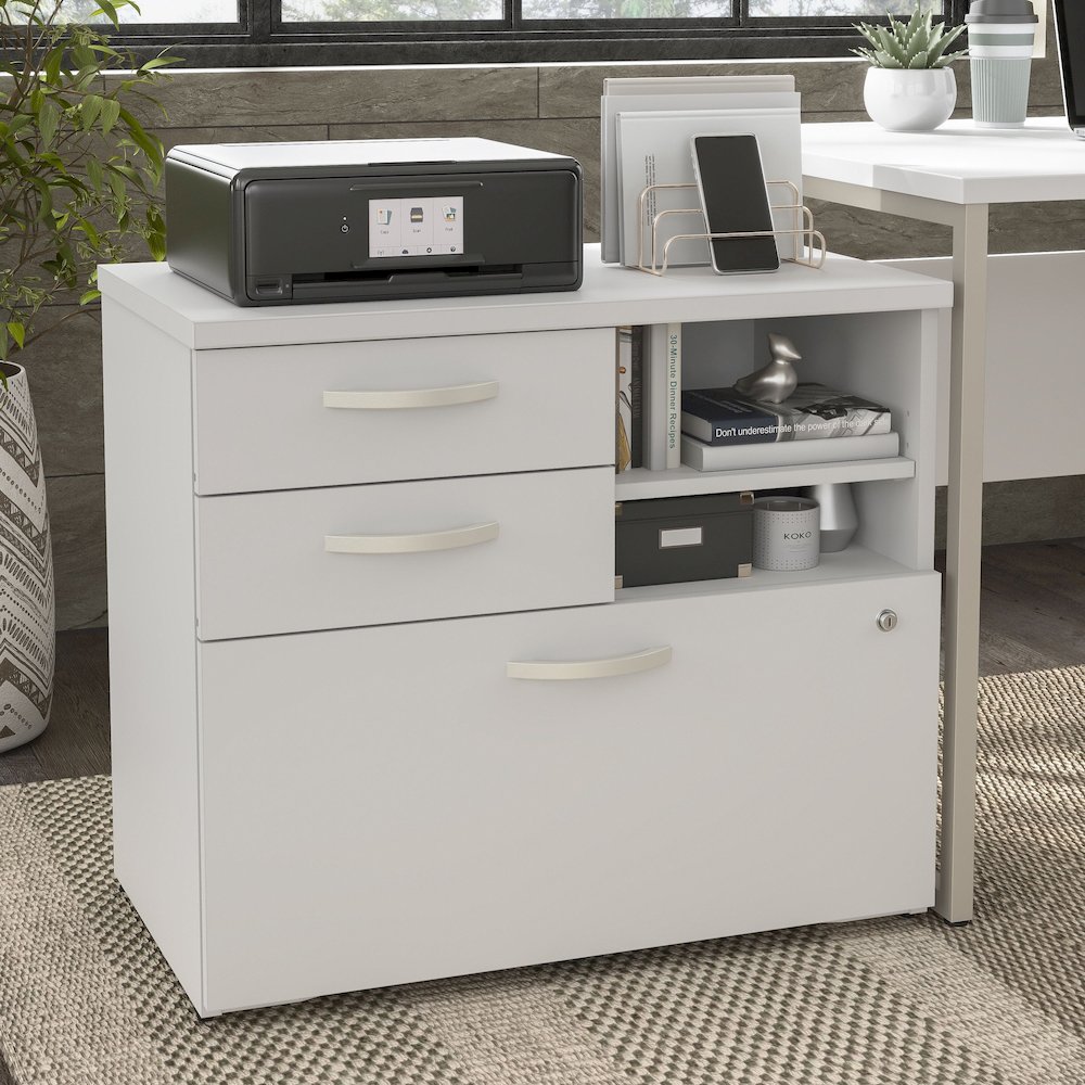 Hybrid Office Storage Cabinet with Drawers and Shelves. Picture 2