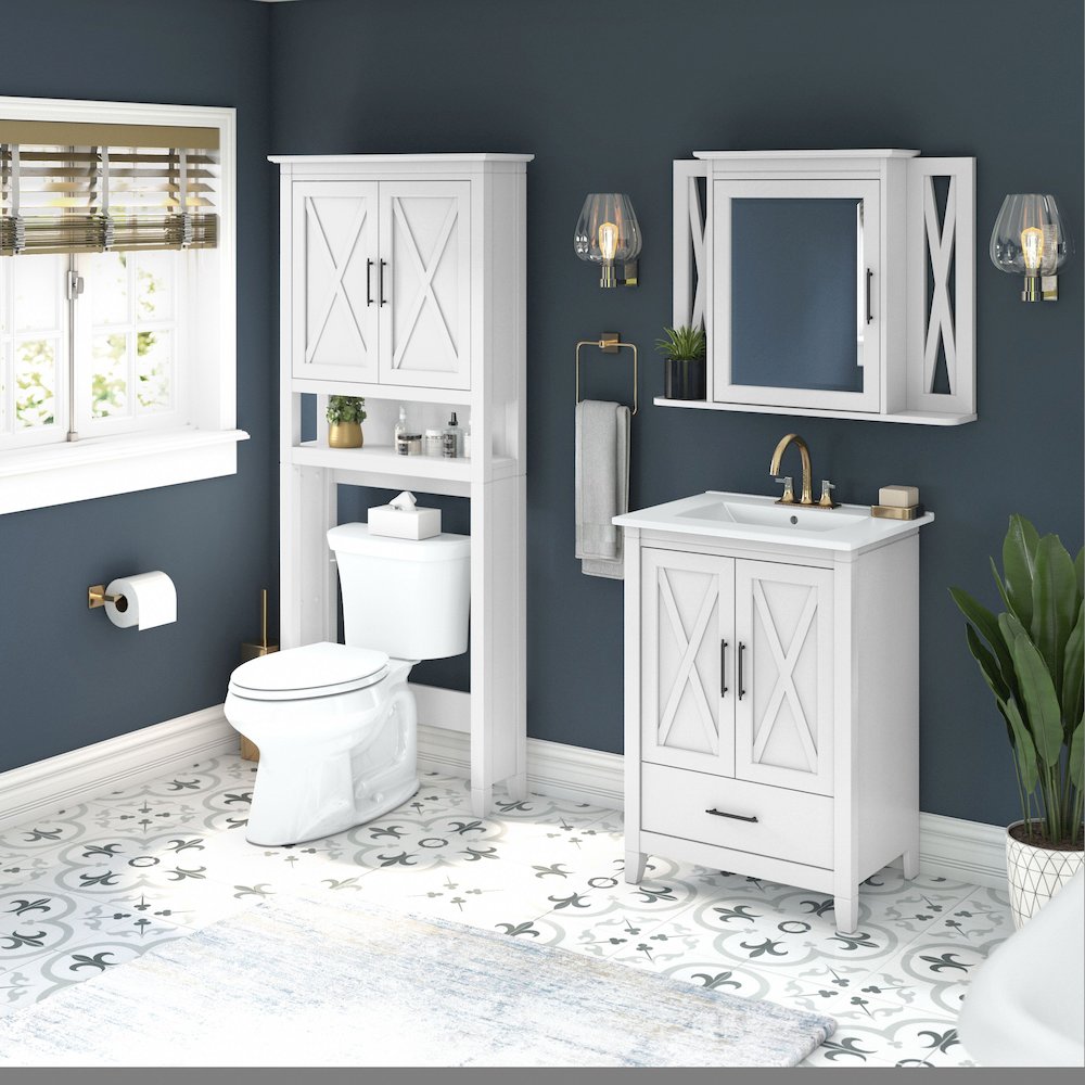 24W Bathroom Vanity Sink with Mirror and Over The Toilet Storage Cabinet. Picture 2