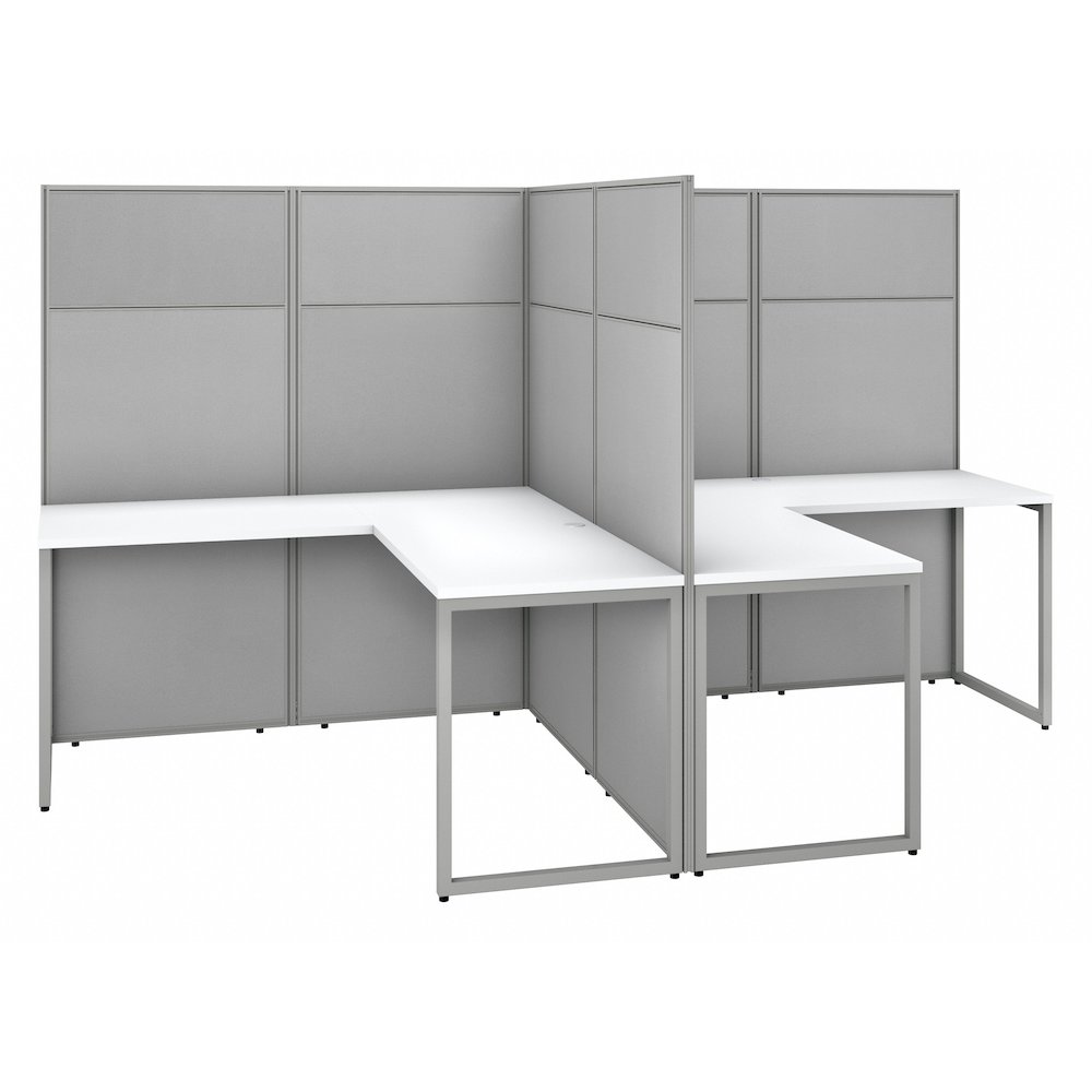 Easy Office 60W 2 Person L Shaped Cubicle Desk Workstation with 66H Panels. Picture 1
