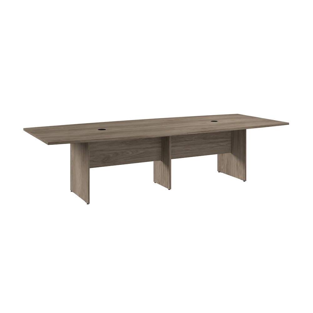 120W x 48D Boat Shaped Conference Table with Wood Base. Picture 1
