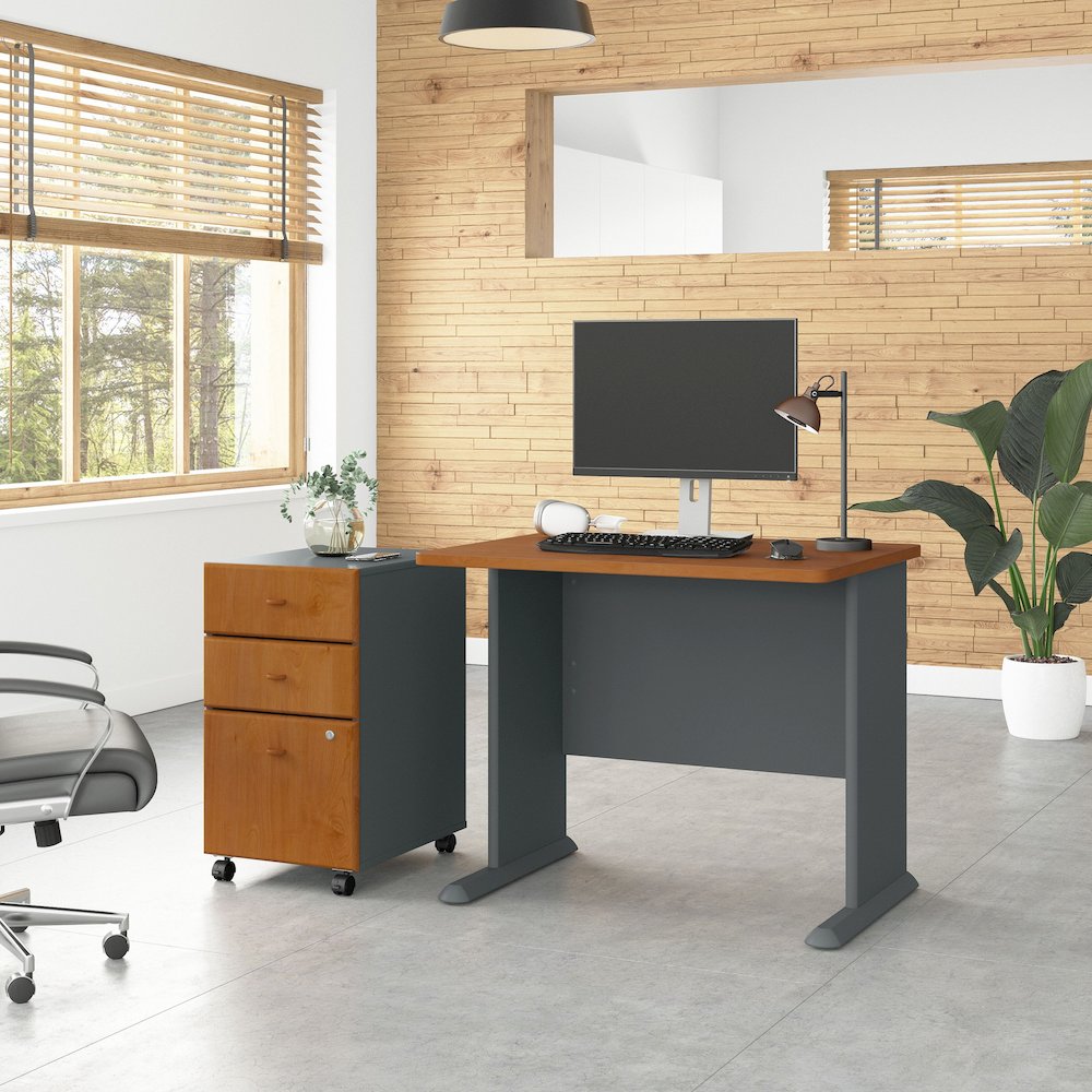 Series A 36W Desk with Mobile File Cabinet. Picture 2