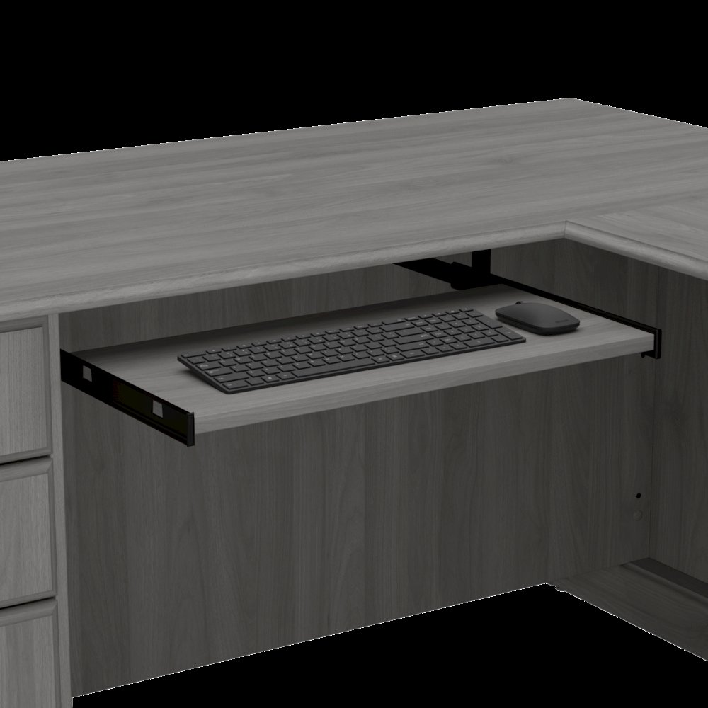 Saratoga L Shaped Computer Desk with File Cabinet and Bookcase Set. Picture 3