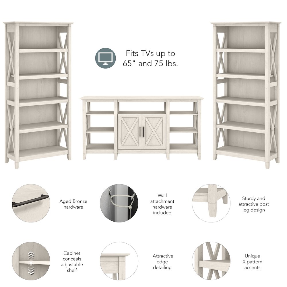 Key West Tall TV Stand with Set of 2 Bookcases. Picture 7