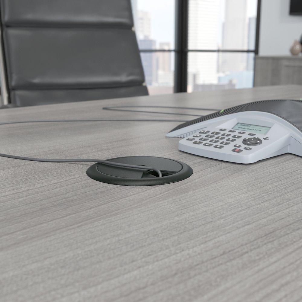 96W x 42D Boat Shaped Conference Table with Metal Base. Picture 3