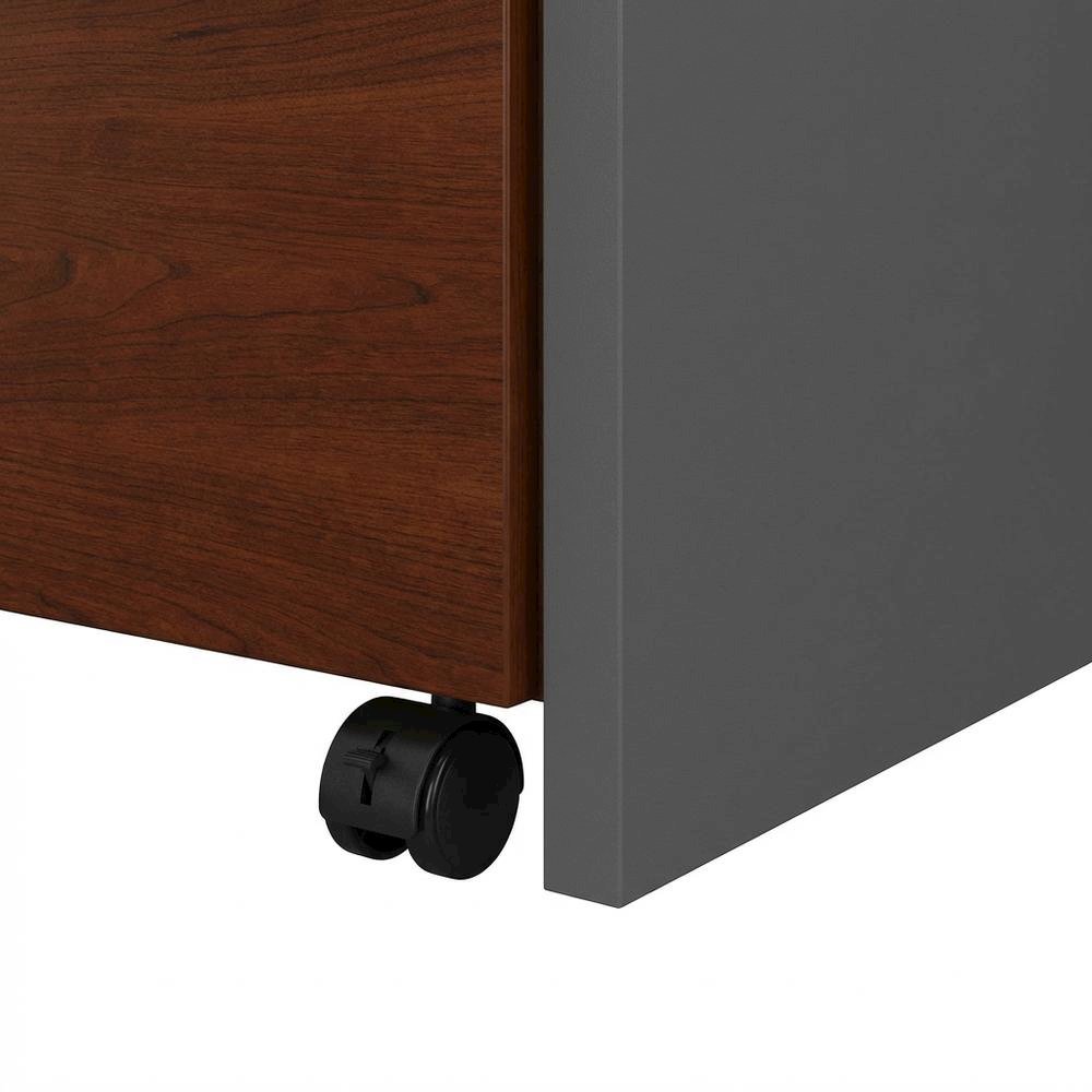 L Shaped Office Desk With Mobile File Cabinet In Hansen Cherry And Gray Finish. Picture 6