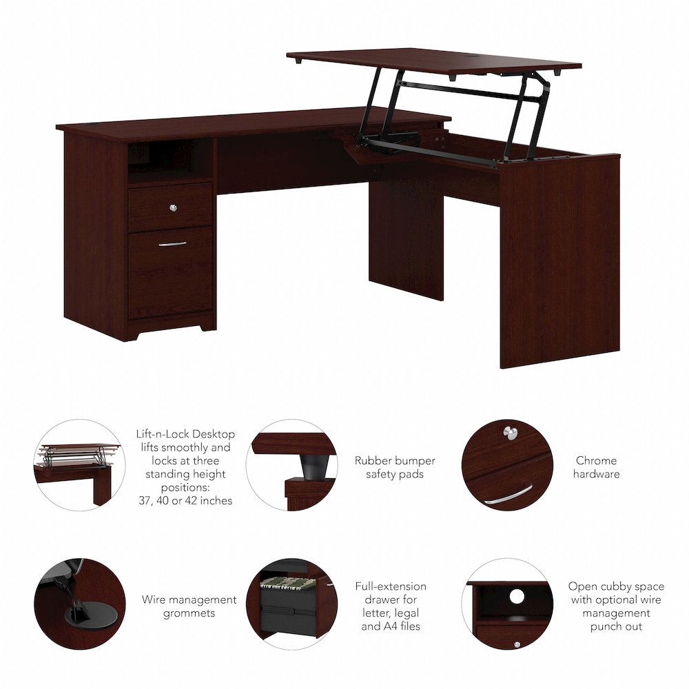 Cabot 60W 3 Position Sit to Stand L Shaped Desk. Picture 8