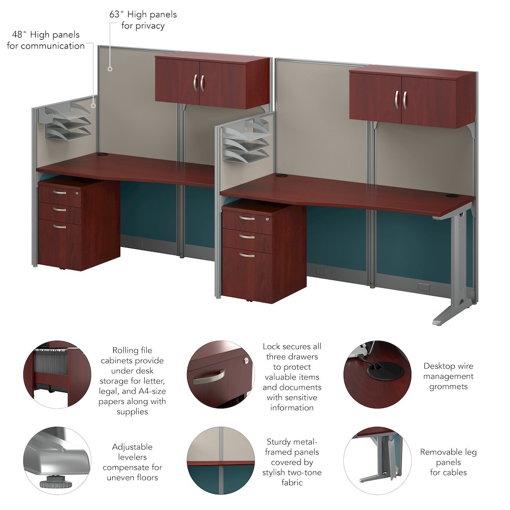 2 Person Straight Cubicle Desks with Storage, Drawers, and Organizers. Picture 9