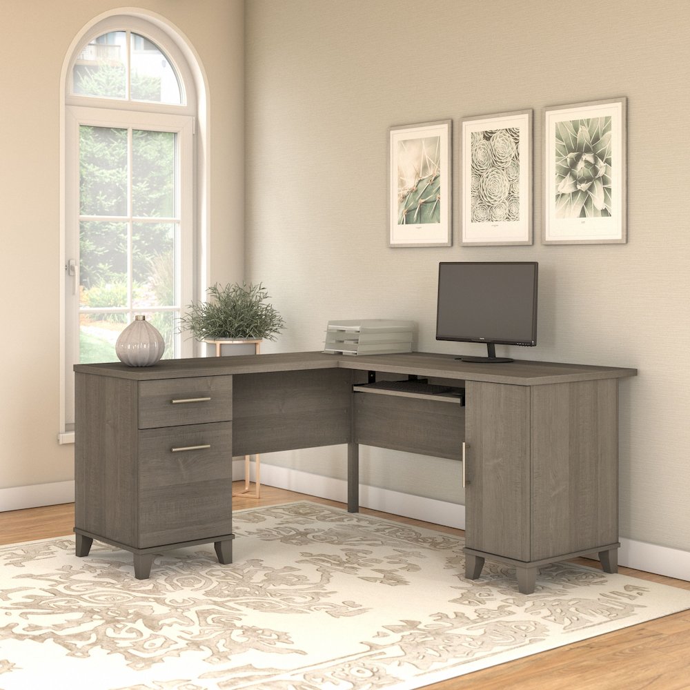 Somerset 60W L Shaped Desk with Storage. Picture 2