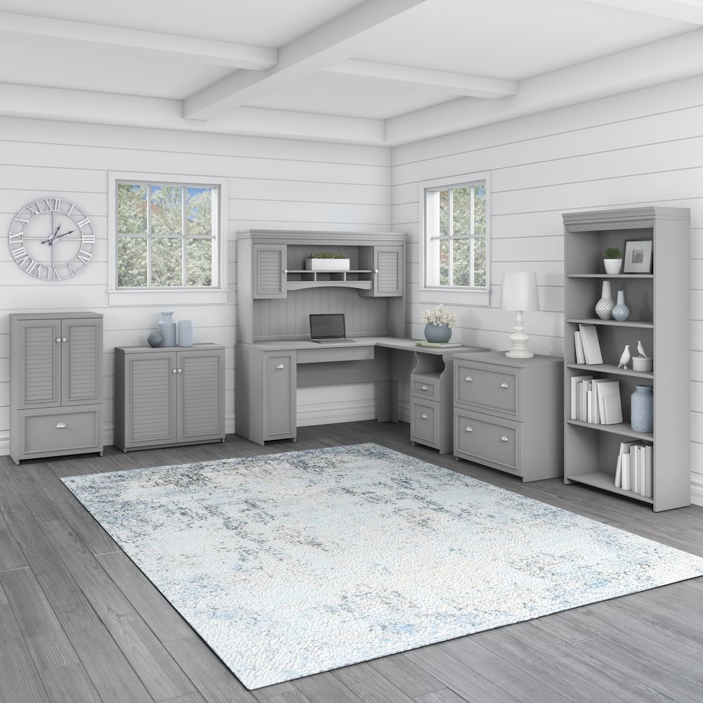Fairview 60W L Shaped Desk with Drawers and Storage Cabinet. Picture 3
