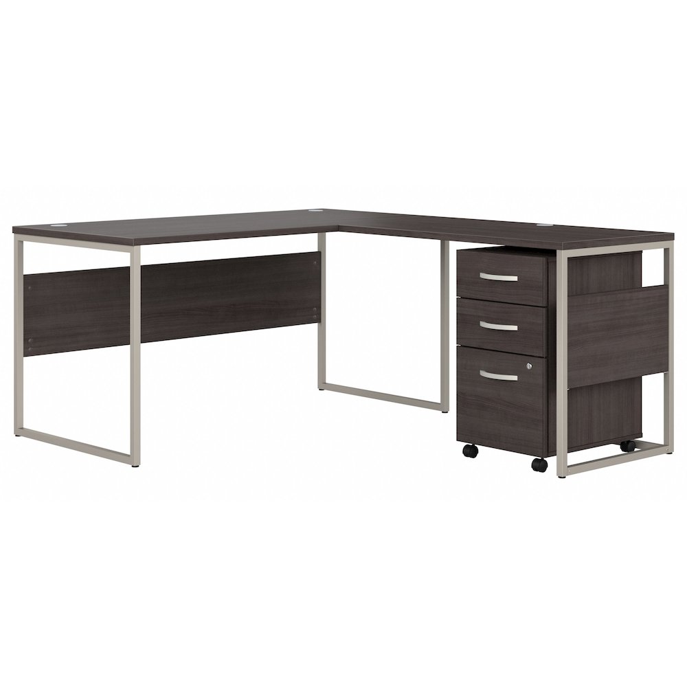 Hybrid 60W x 30D L Shaped Table Desk with Mobile File Cabinet. Picture 1