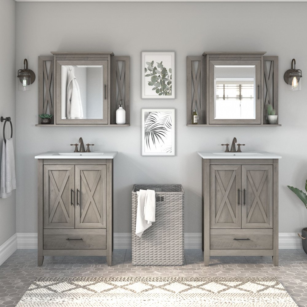 Key West 48W Double Vanity Set with Sinks and Medicine Cabinets. Picture 2