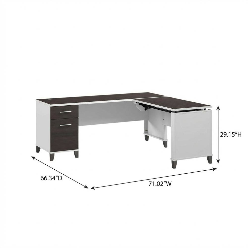 White L-Shaped Sit-To-Stand Office Desk With 3 Position Adjustment. Picture 7