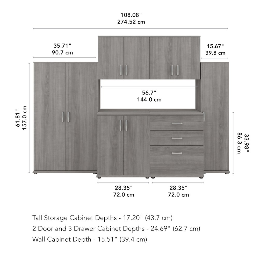 Universal 6 Piece Modular Garage Storage Set with Floor and Wall Cabinets. Picture 4
