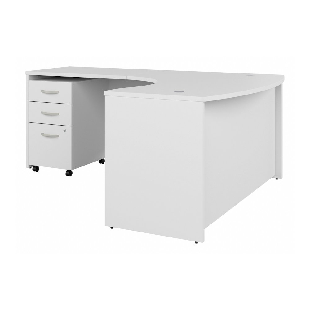 Studio C 60W x 43D Left Hand L-Bow Desk with 3 Drawer Mobile File Cabinet. Picture 1
