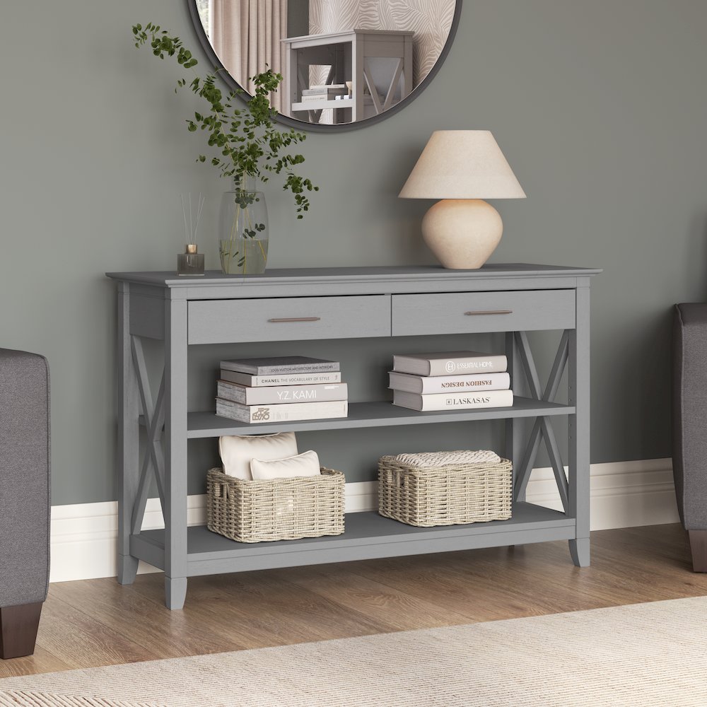 Key West Console Table with Drawers and Shelves. Picture 2