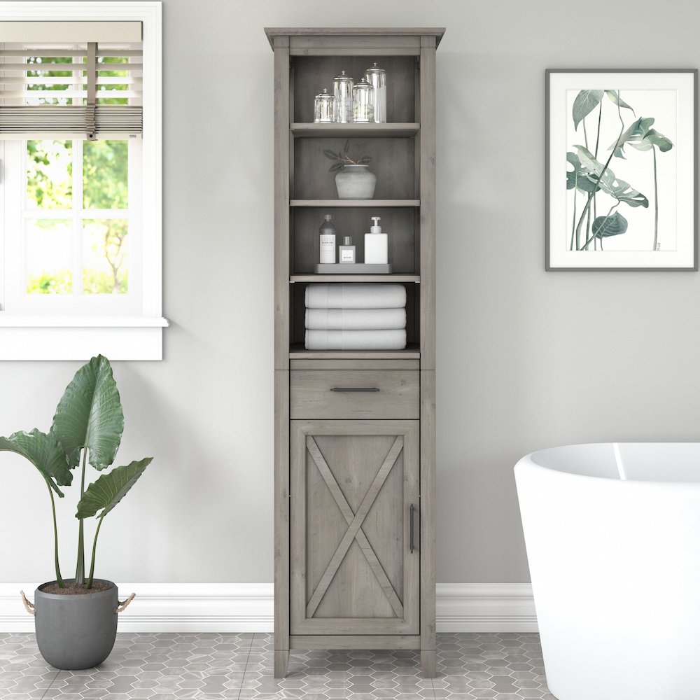 Key West Tall Narrow Bookcase Cabinet. Picture 2