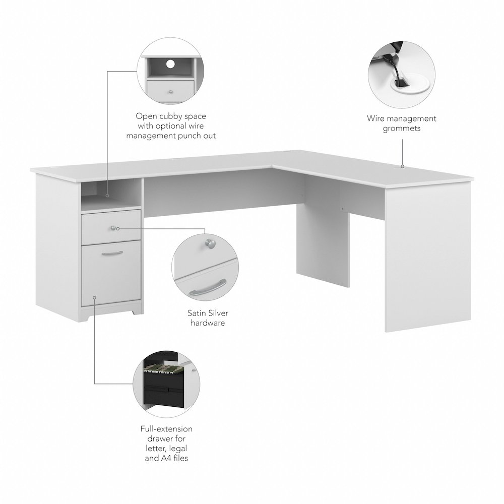 Cabot 72W L Shaped Computer Desk with Drawers. Picture 8
