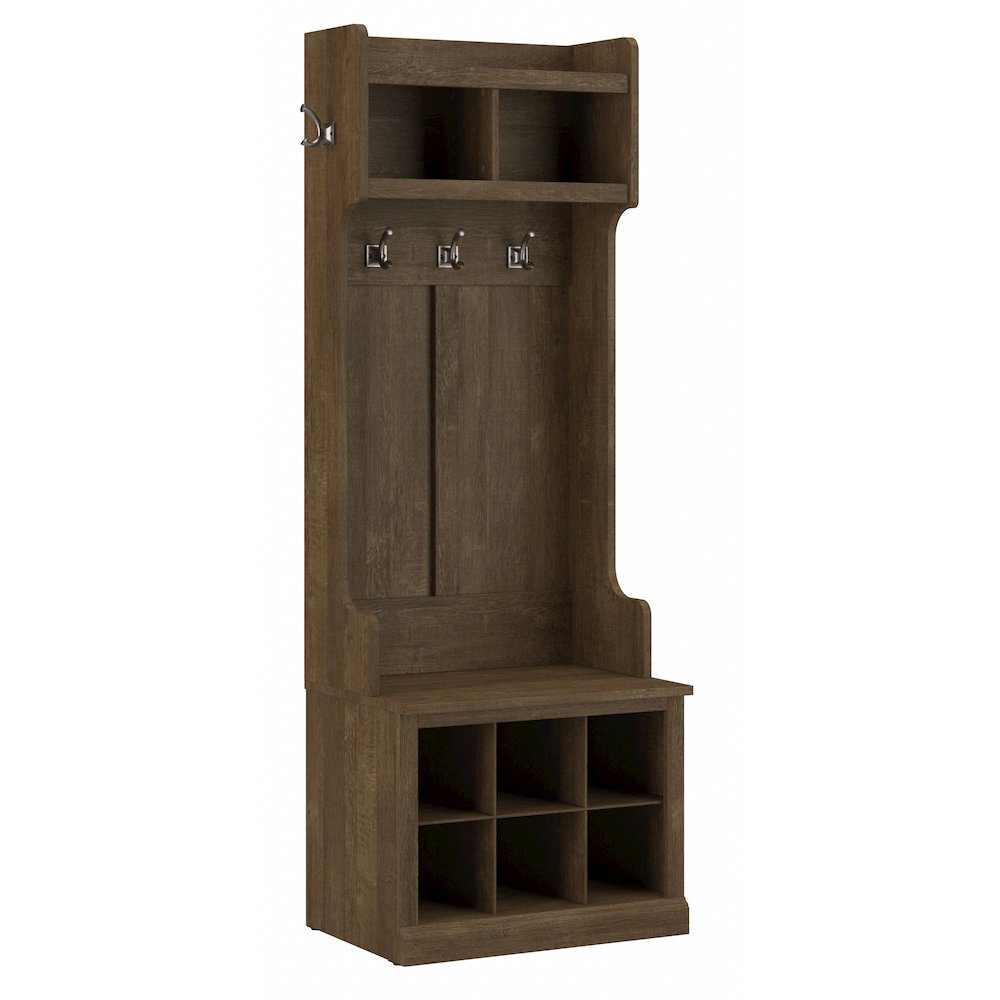 Woodland 24W Hall Tree and Small Shoe Bench with Shelves. Picture 1