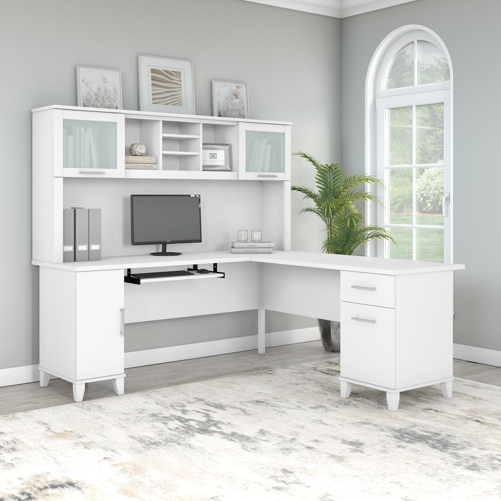 Somerset 72W L Shaped Desk with Hutch. Picture 2