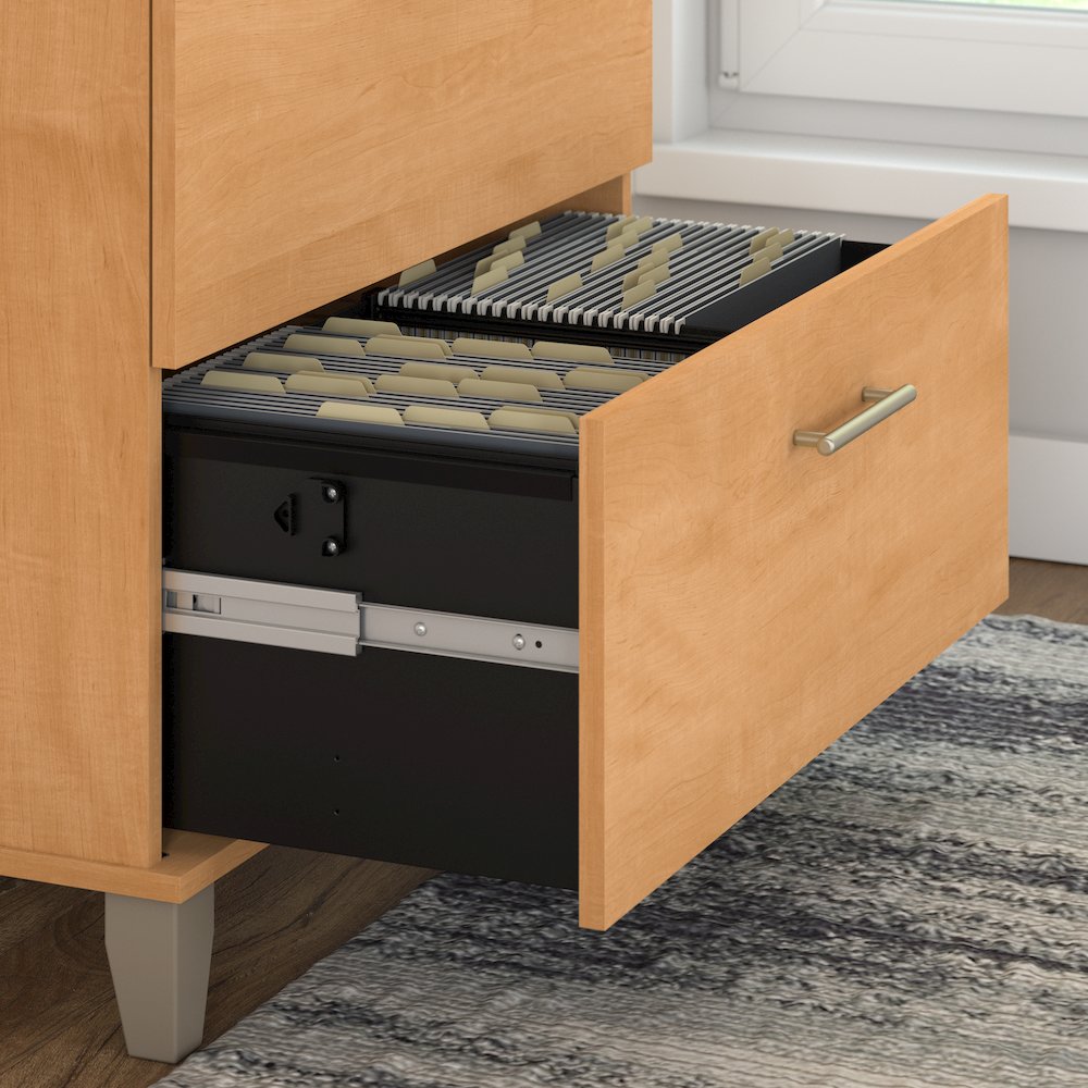 Somerset 72W L Shaped Desk with Hutch, Lateral File Cabinet and Bookcase. Picture 5