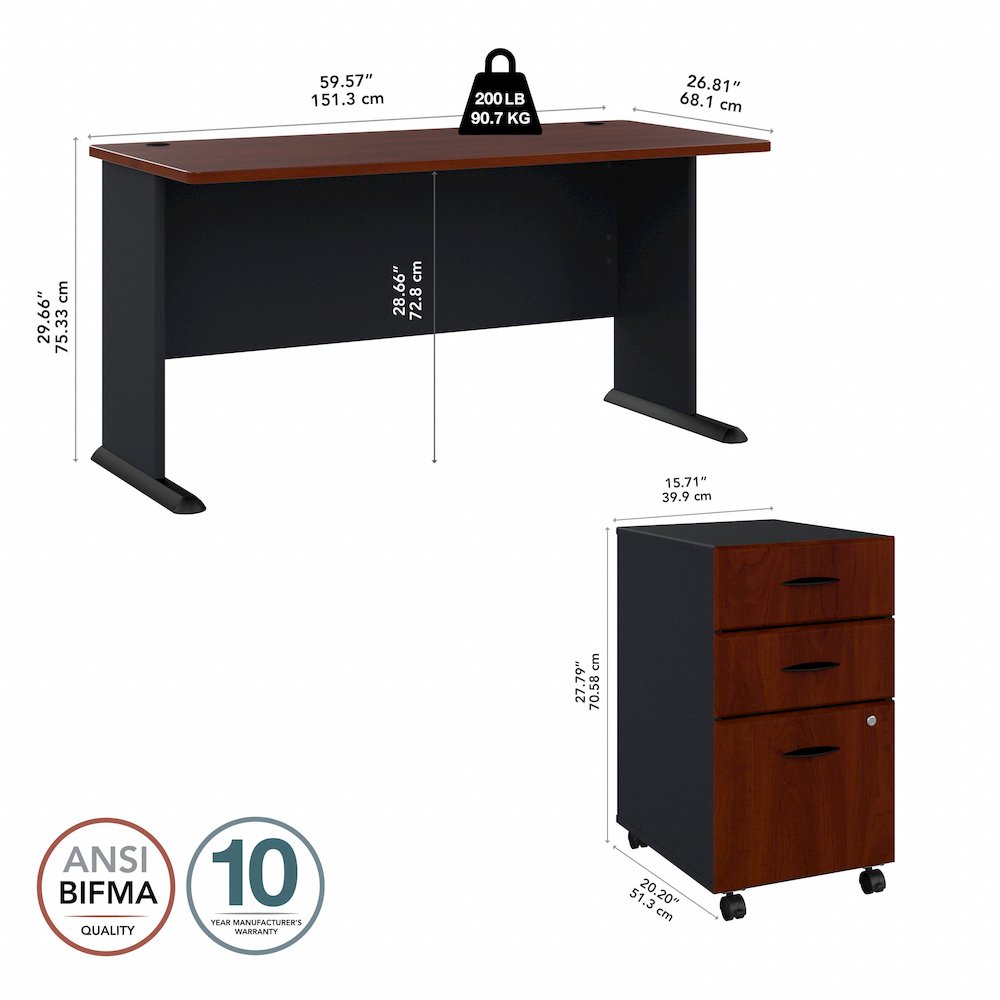 Series A 60W Desk with Mobile File Cabinet. Picture 9