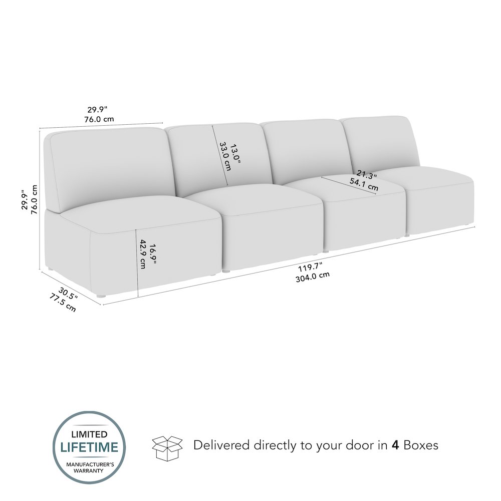 Assemble Modular 4 Seater Sectional Lounge Sofa in Mist Fabric. Picture 8
