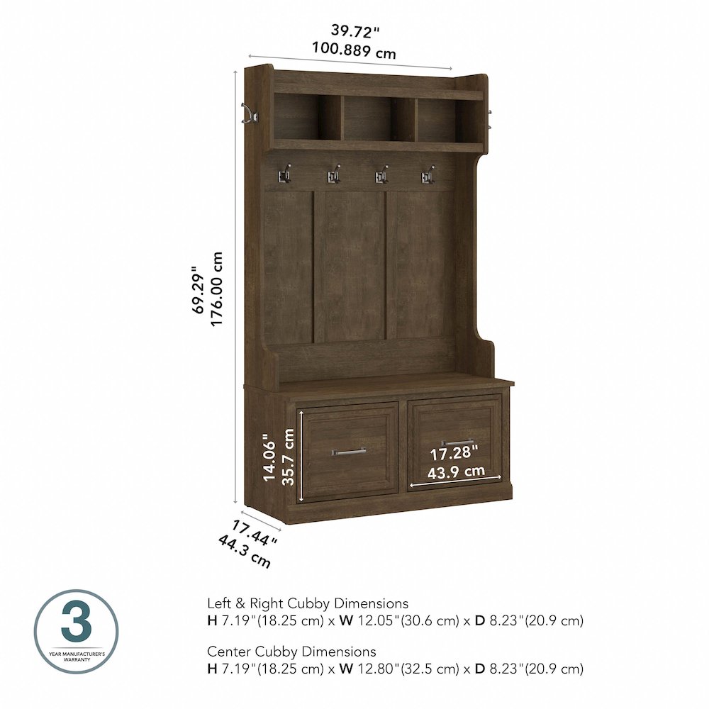 Woodland 40W Hall Tree and Shoe Storage Bench with Doors. Picture 9