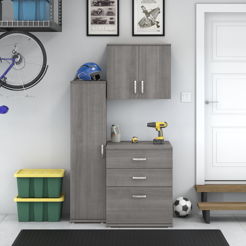 Universal 3 Piece Modular Garage Storage Set with Floor and Wall Cabinets. Picture 2