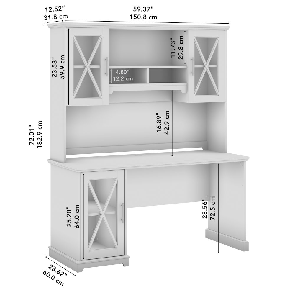 Lennox 60W Farmhouse Desk with Hutch and Storage Cabinet. Picture 11
