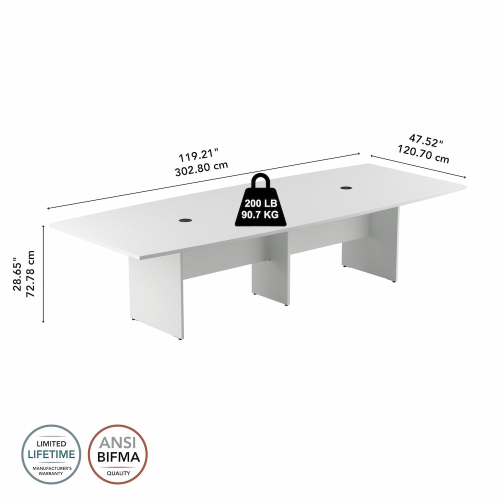 120W x 48D Boat Shaped Conference Table with Wood Base. Picture 8