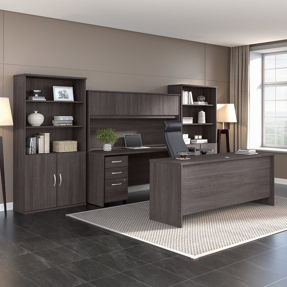 Studio C 60W x 30D L Shaped Desk with Mobile File Cabinet and 42W Return. Picture 3