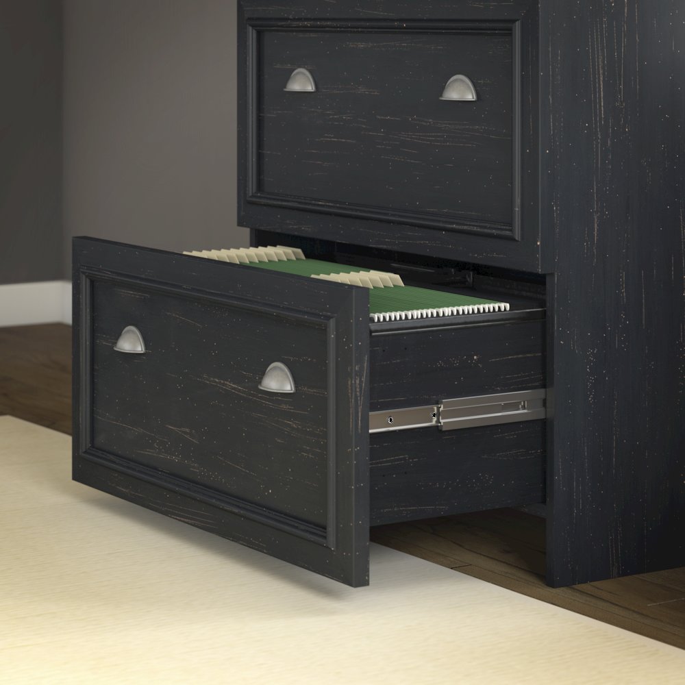 Fairview 60W L Shaped Desk with Lateral File Cabinet and 5 Shelf Bookcase. Picture 5