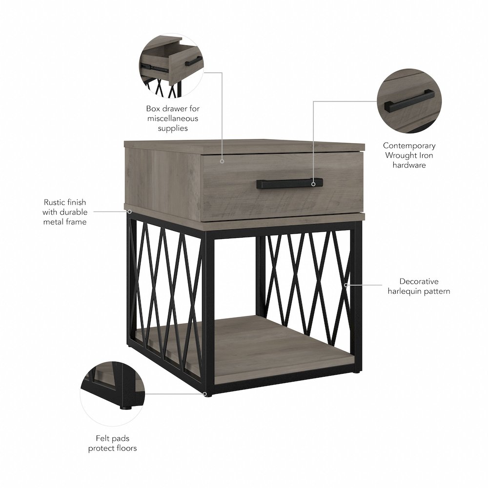 City Park Industrial End Table with Drawer. Picture 7