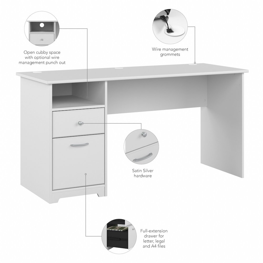 Cabot 60W Computer Desk with Drawers. Picture 8