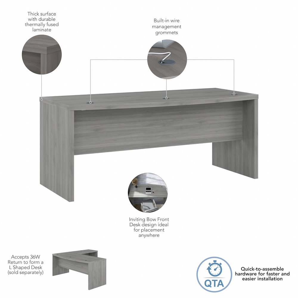 Echo 72W Bow Front Desk. Picture 6