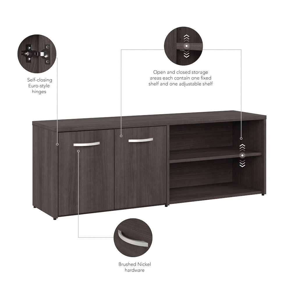 Hybrid Low Storage Cabinet with Doors and Shelves. Picture 7
