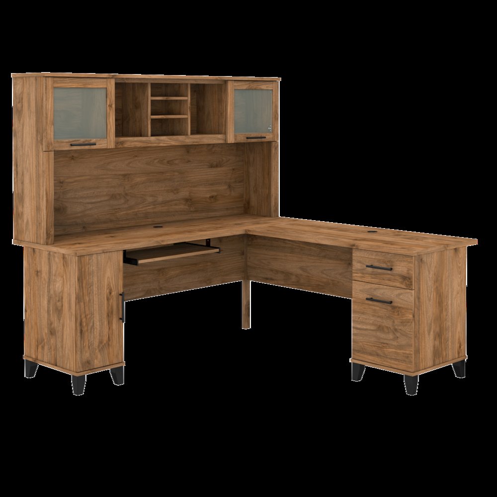 Somerset 72W L Shaped Desk with Hutch. Picture 1