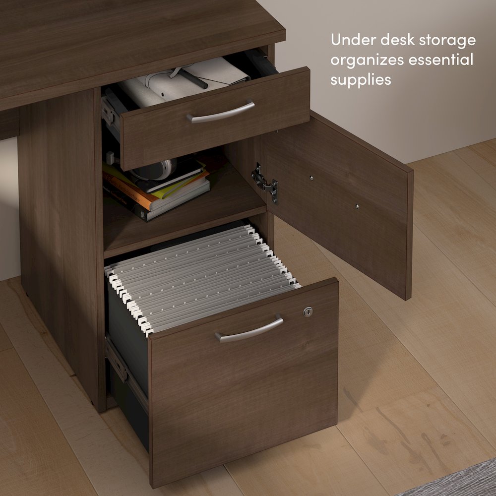 66W U or L-Shaped Executive Office Desk with Pedestal and Hutch. Picture 4