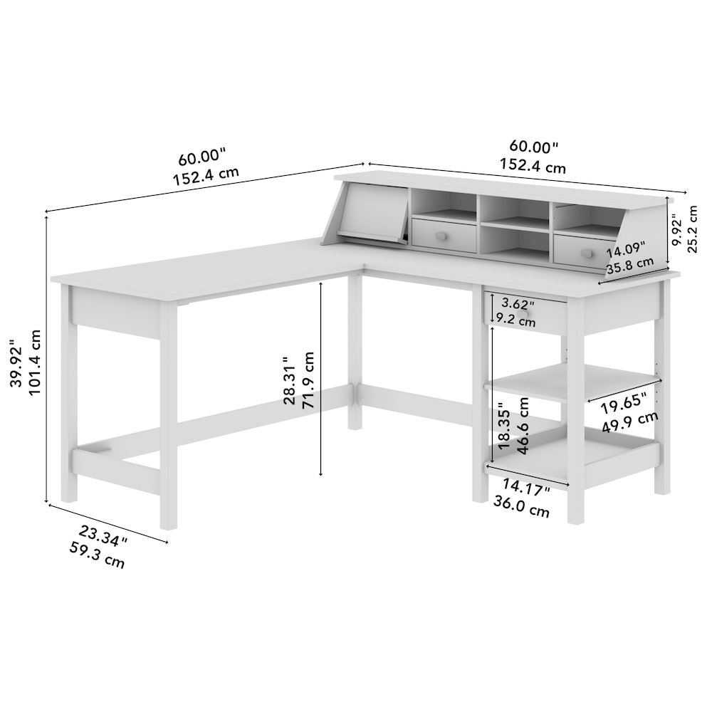 Broadview 60W L Shaped Computer Desk with Storage and Desktop Organizer. Picture 10