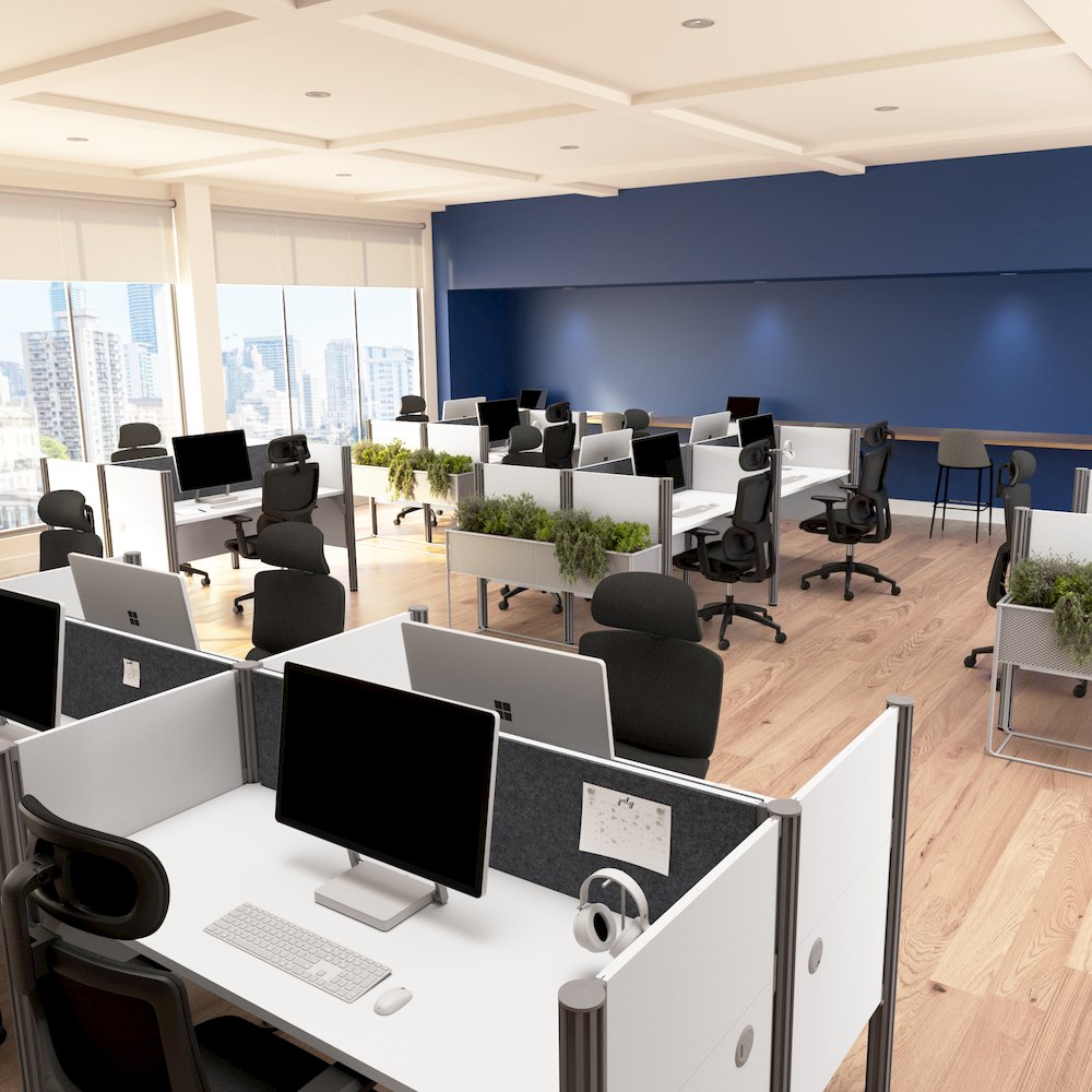 Pro-Biz Simple workstation in White with Gray Tack Board. Picture 3