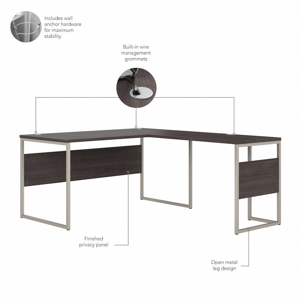 Hybrid 60W x 30D L Shaped Table Desk with Mobile File Cabinet. Picture 8