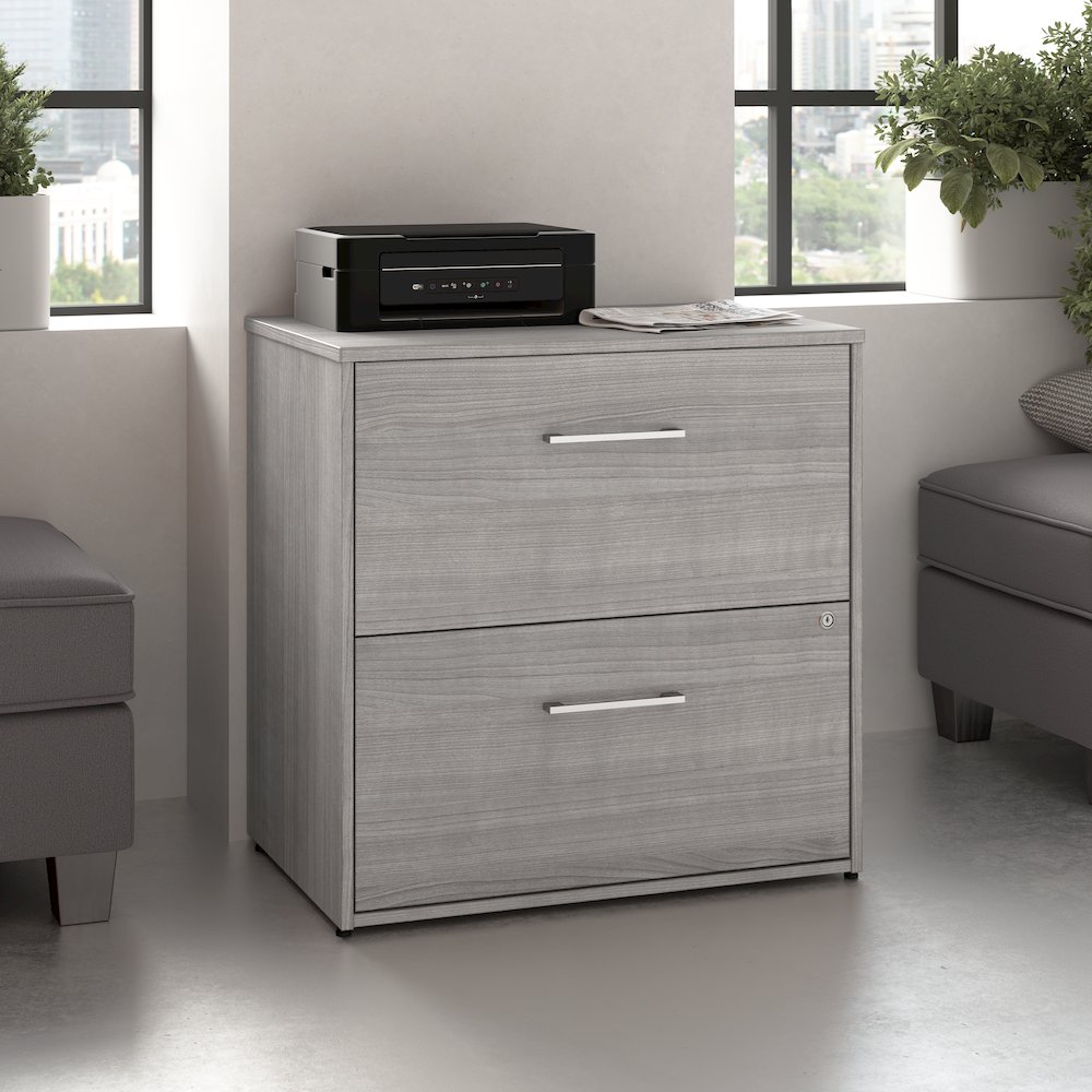 Hustle 2 Drawer Lateral File Cabinet with Lock in Platinum Gray. Picture 2