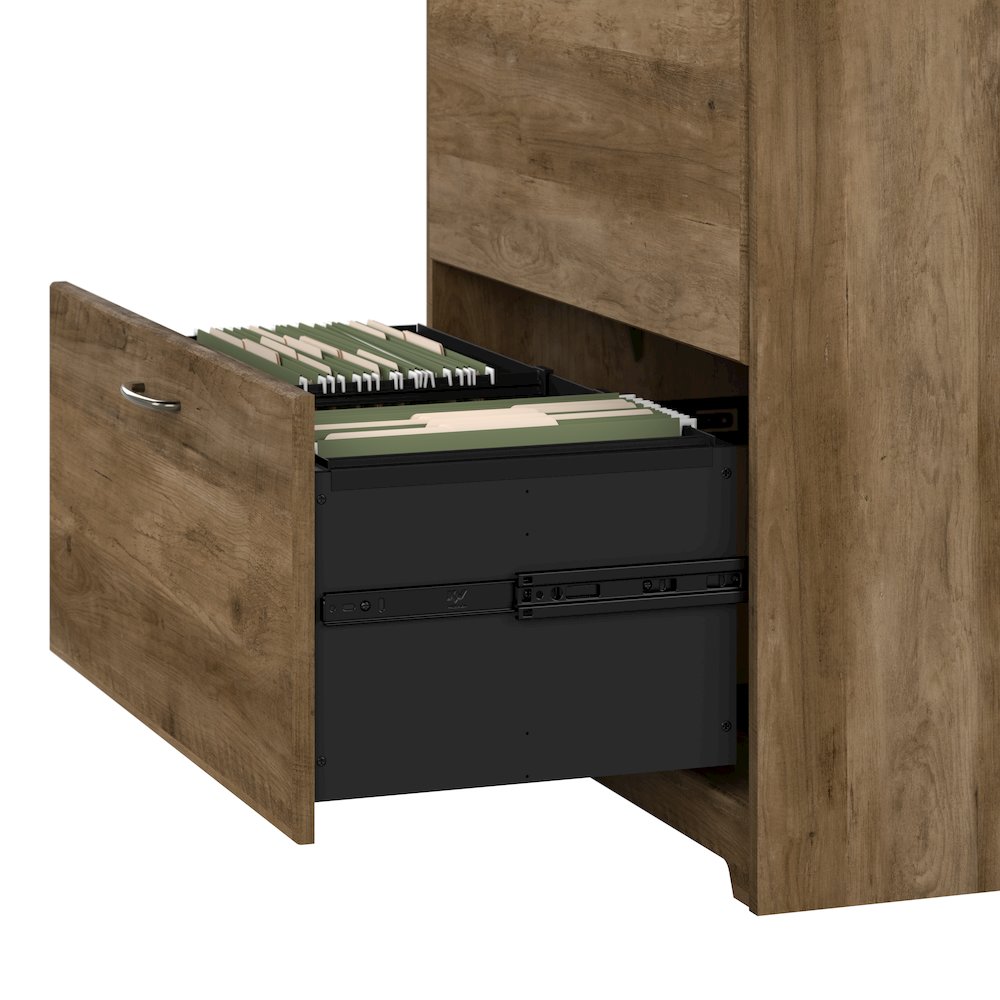 Cabot 60W L Shaped Computer Desk with Hutch, File Cabinet and Bookcase. Picture 5