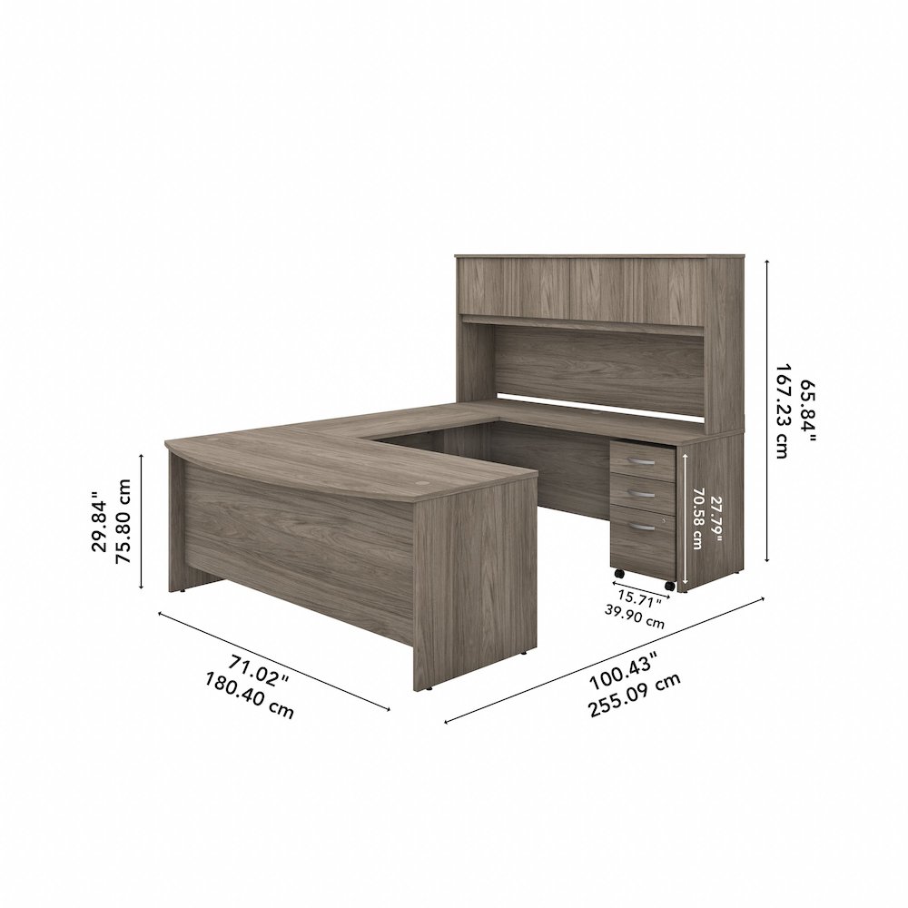 Studio C 72W x 36D U Shaped Desk with Hutch and Mobile File Cabinet. Picture 10
