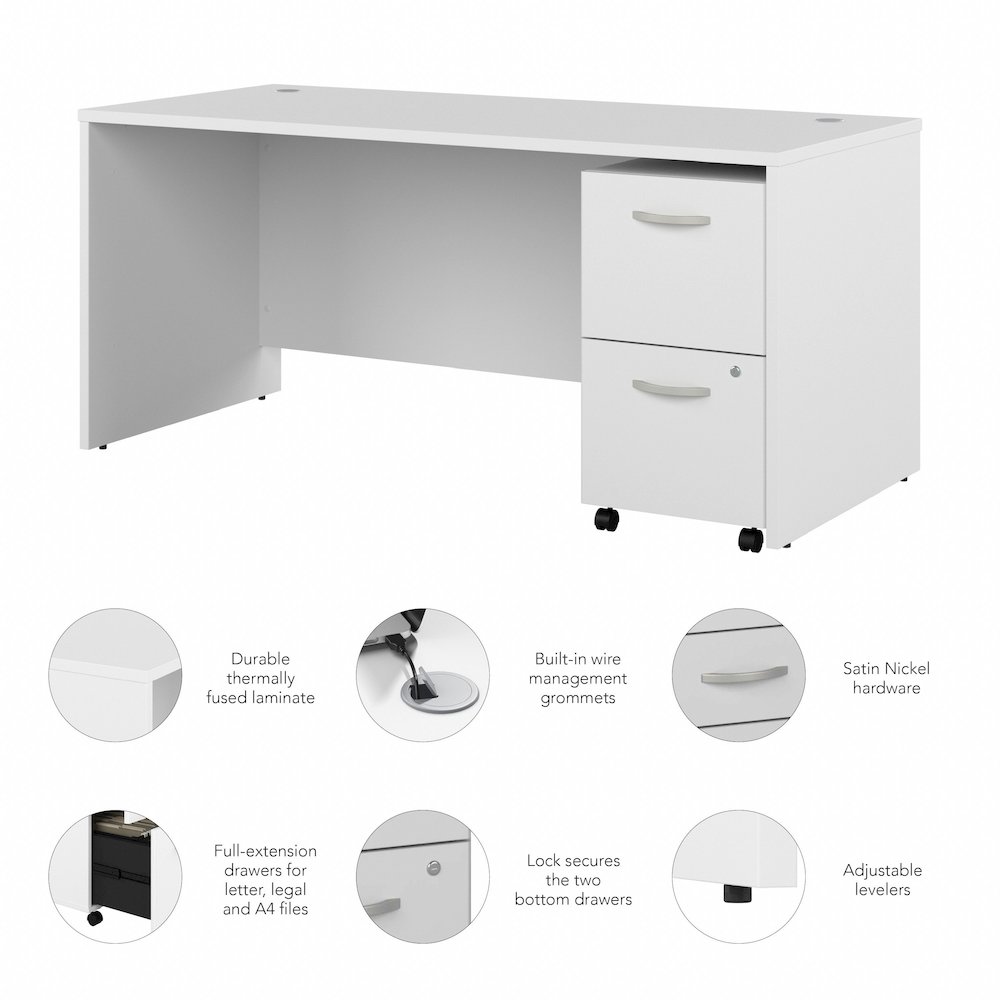 Studio C 66W x 30D Office Desk with 2 Drawer Mobile File Cabinet. Picture 3