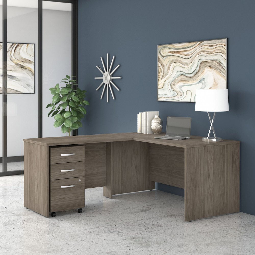 Studio C 60W x 30D L Shaped Desk with Mobile File Cabinet and 42W Return. Picture 2