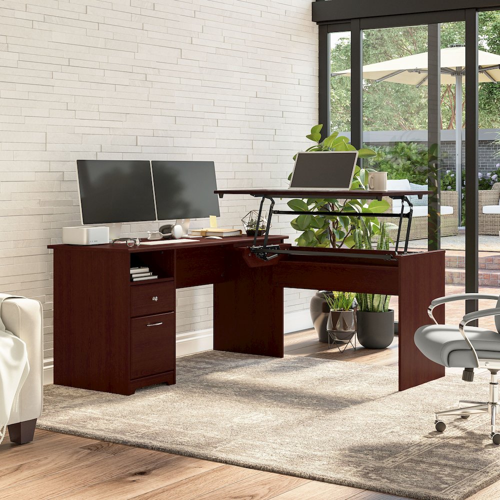 Cabot 60W 3 Position Sit to Stand L Shaped Desk. Picture 2