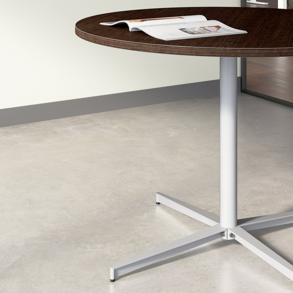 42-inch Round Conference Table with Metal Base in Mocha Cherry. Picture 4
